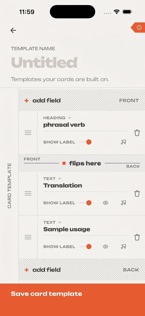 Card template editor